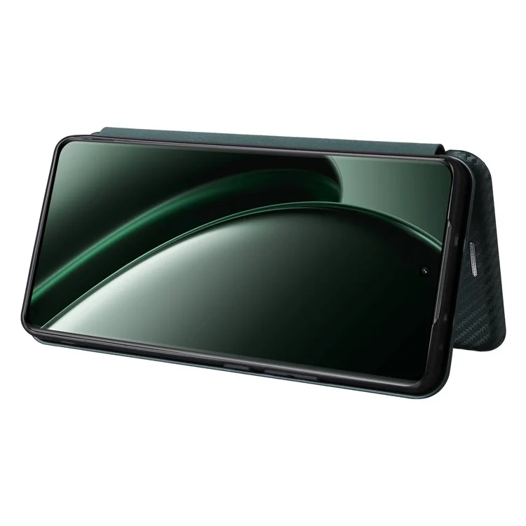 Para Realme GT 6 5G / 6T 5G / Neo6 SE 5G / Neo6 5G Capa Slot de Cartão Textura de Fibra de Carbono Couro Telefone Capa - Verde