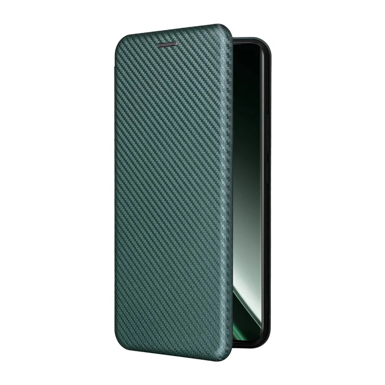 Para Realme GT 6 5G / 6T 5G / Neo6 SE 5G / Neo6 5G Capa Slot de Cartão Textura de Fibra de Carbono Couro Telefone Capa - Verde