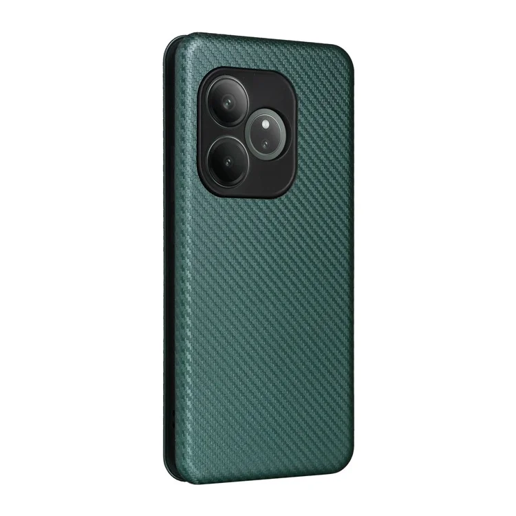 Para Realme GT 6 5G / 6T 5G / Neo6 SE 5G / Neo6 5G Capa Slot de Cartão Textura de Fibra de Carbono Couro Telefone Capa - Verde