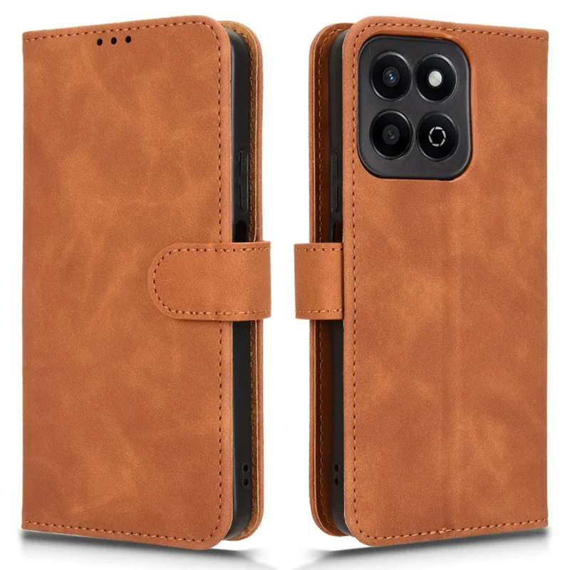 For Honor Play 60 Plus 5G Leather Case Skin-Feel Anti-Scratch Wallet Phone Cover - Brown