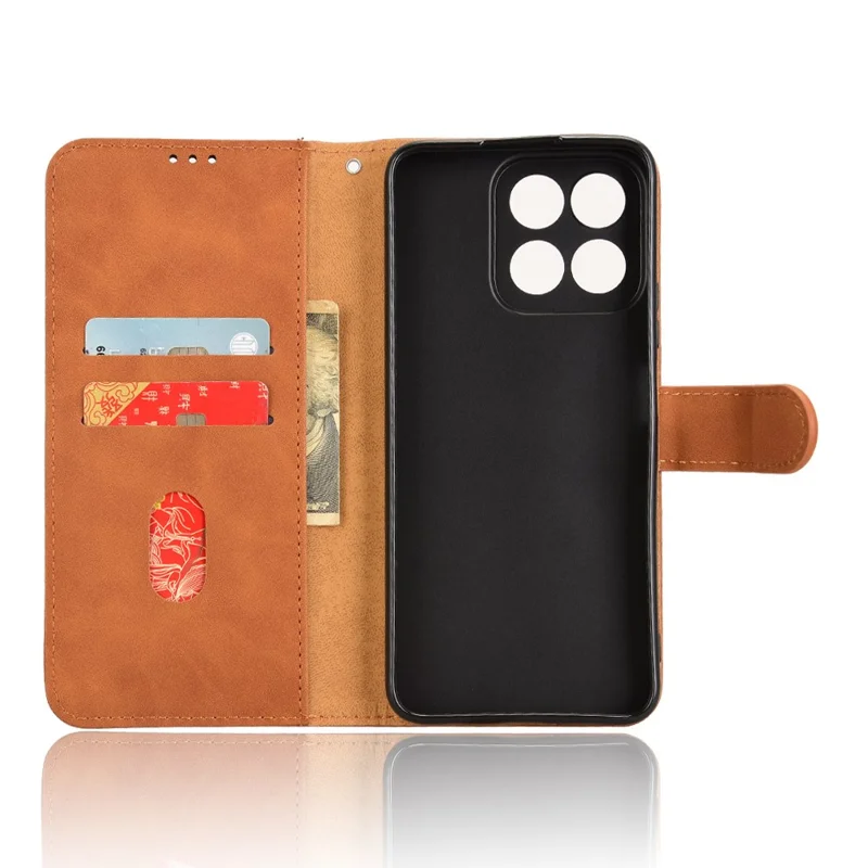 For Honor Play 60 Plus 5G Leather Case Skin-Feel Anti-Scratch Wallet Phone Cover - Brown