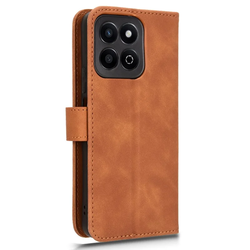 For Honor Play 60 Plus 5G Leather Case Skin-Feel Anti-Scratch Wallet Phone Cover - Brown