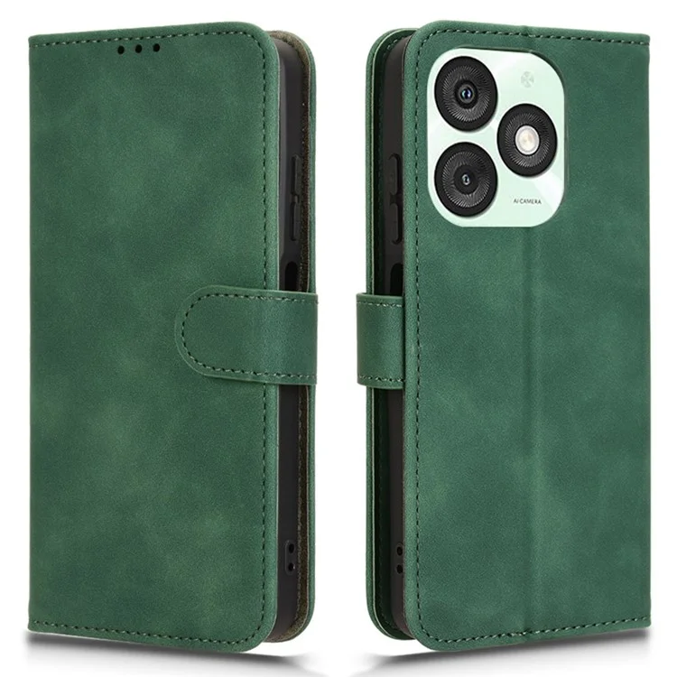 Capa para itel A50 Anti-Arranhões Couro Toque de Pele Carteira Celular - Verde