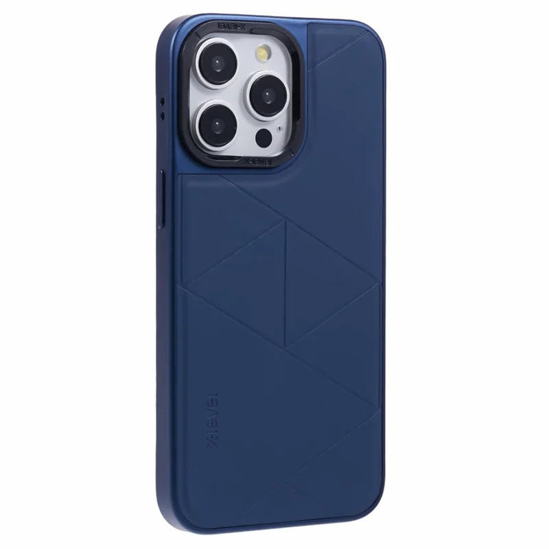 X-LEVEL For iPhone 15 Pro Max Case Geometric PC+TPU+Leather Anti-scratch Phone Cover - Blue