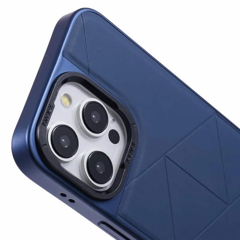 X-LEVEL For iPhone 15 Pro Max Case Geometric PC+TPU+Leather Anti-scratch Phone Cover - Blue