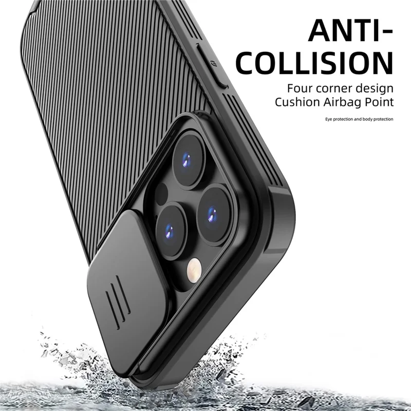 For iPhone 14 Pro Max Magnetic Case PC+TPU Phone Cover Slide Camera Protector - Blue