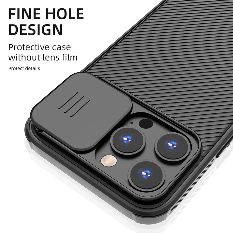 For iPhone 15 Pro Case Compatible with MagSafe PC+TPU Phone Cover Slide Camera Lid - Black