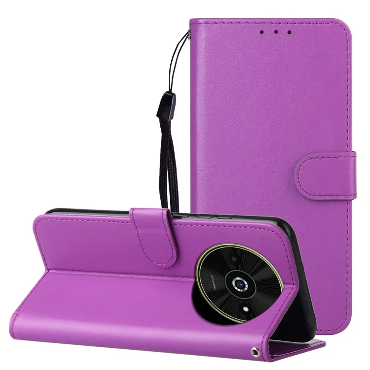 Para Xiaomi Poco C61 4G / Redmi A3 4G Capa Estilo Carteira Flip Leather Phone Cover Card Holder - Roxo
