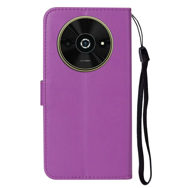 Para Xiaomi Poco C61 4G / Redmi A3 4G Capa Estilo Carteira Flip Leather Phone Cover Card Holder - Roxo