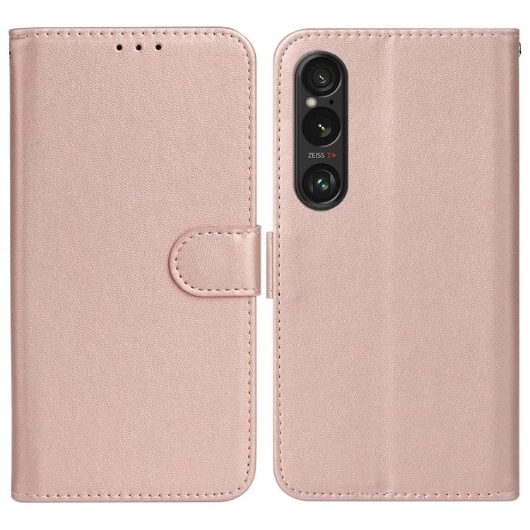 For Sony Xperia 1 VI Case Wallet Style Flip Leather Phone Cover Card Holder - Rose Gold