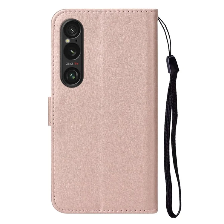 For Sony Xperia 1 VI Case Wallet Style Flip Leather Phone Cover Card Holder - Rose Gold