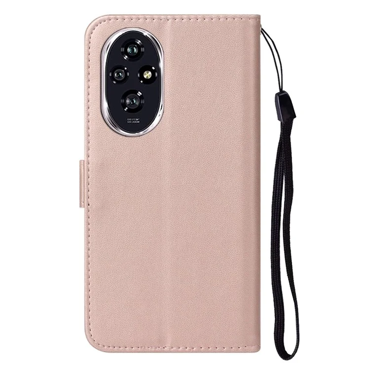 For Honor 200 Pro 5G Case Wallet Style Flip Leather Phone Cover Card Holder - Rose Gold