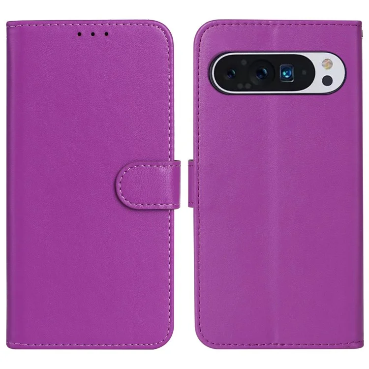 Para Google Pixel 9 Pro / Pixel 9 Case Carteira Estilo Flip Capa de Telefone de Couro com Suporte para Cartão - Roxo