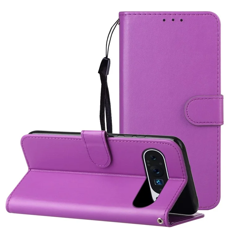 Para Google Pixel 9 Pro / Pixel 9 Case Carteira Estilo Flip Capa de Telefone de Couro com Suporte para Cartão - Roxo