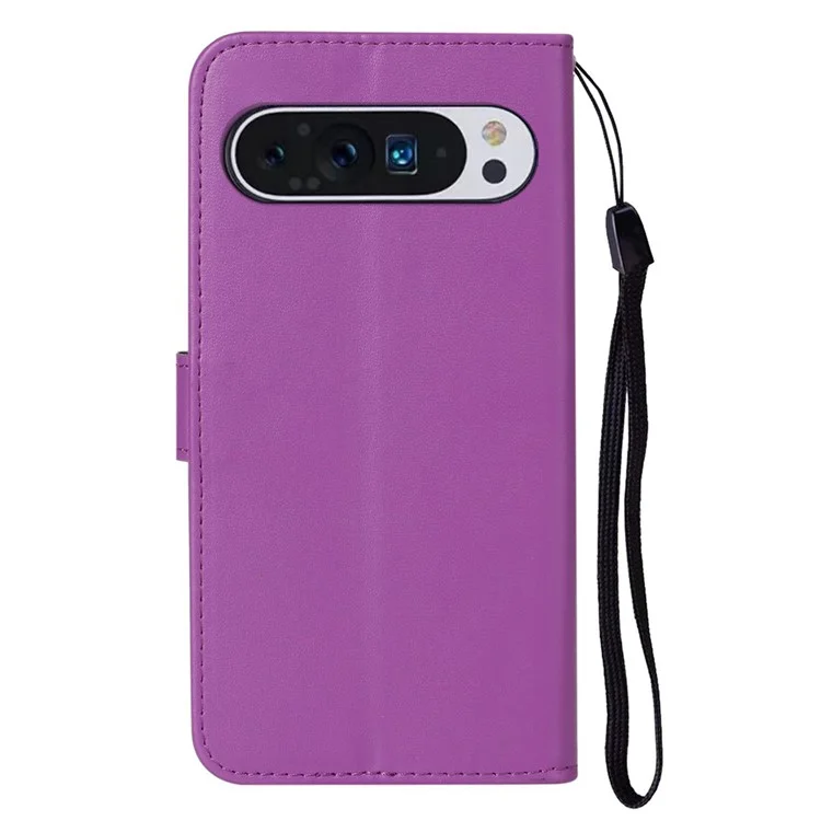 Para Google Pixel 9 Pro / Pixel 9 Case Carteira Estilo Flip Capa de Telefone de Couro com Suporte para Cartão - Roxo