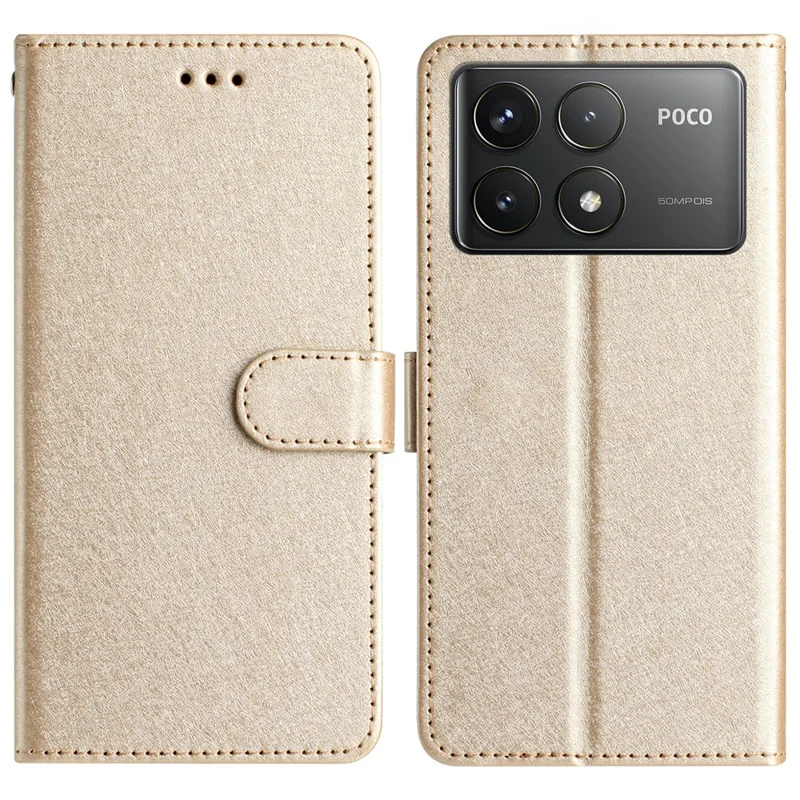 Para Xiaomi Poco F6 Pro 5G / Redmi K70 5G / K70 Pro 5G Capa Textura de Seda Carteira de Couro Capa de Telefone - Ouro