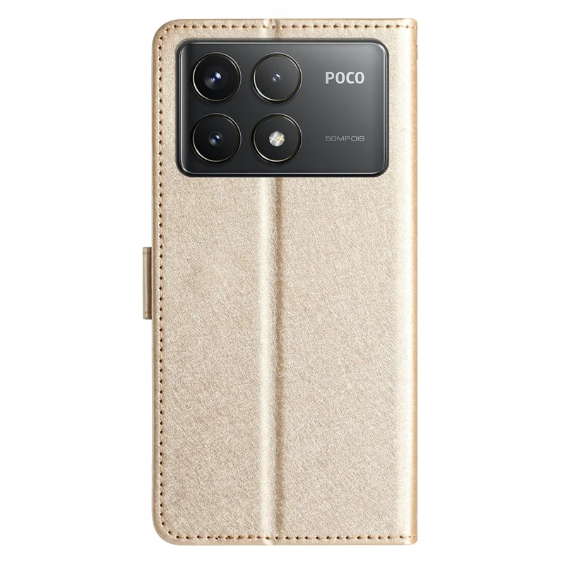Para Xiaomi Poco F6 Pro 5G / Redmi K70 5G / K70 Pro 5G Capa Textura de Seda Carteira de Couro Capa de Telefone - Ouro