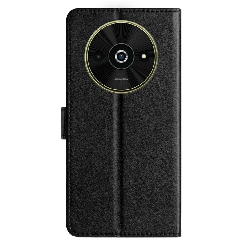 For Xiaomi Poco C61 4G / Redmi A3 4G Case Wallet Stand Leather Silk Texture Phone Cover - Black