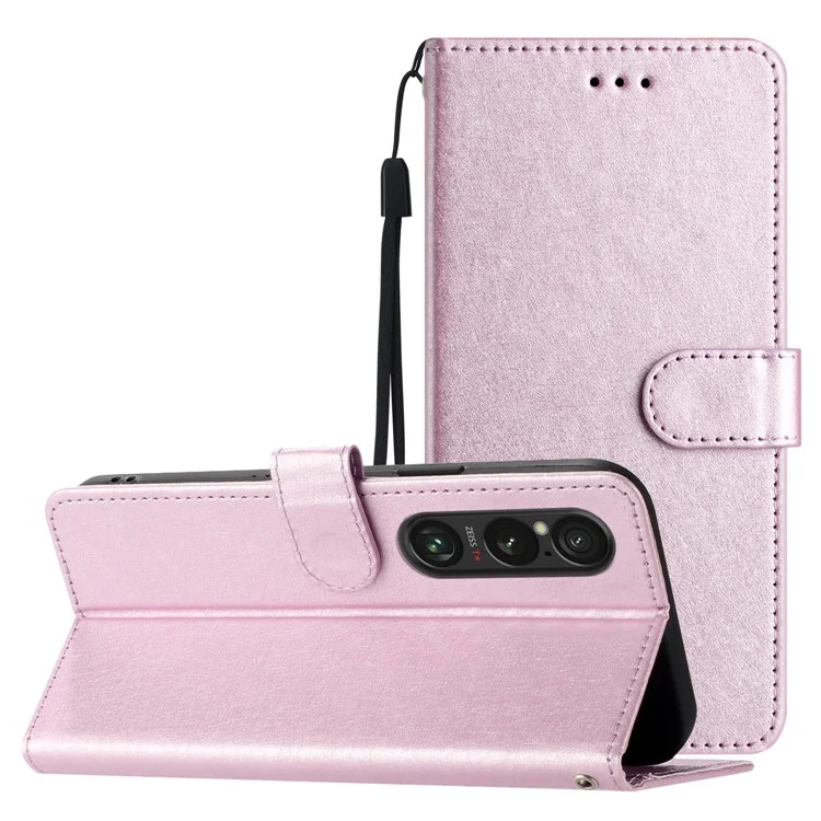 Para Sony Xperia 1 VI Case PU Leather Silk Texture Phone Cover com Carteira Stand - Light Purple