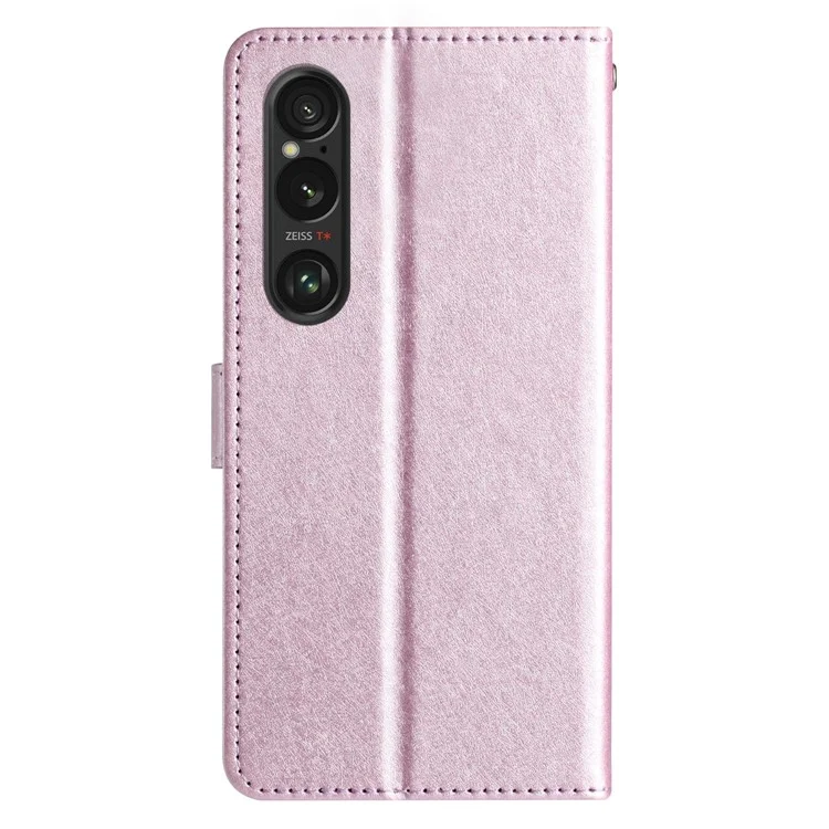 Para Sony Xperia 1 VI Case PU Leather Silk Texture Phone Cover com Carteira Stand - Light Purple