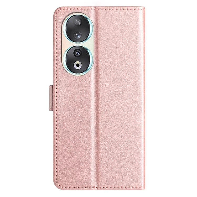 Чехол для телефона For Honor 90 Cell Phone Case, шелковая текстура, ударопрочный кожаный чехол с бумажником - Розовое золото