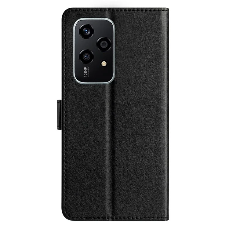 For Honor 200 Lite Case Silk Texture Flip Leather Wallet Cell Phone Cover with Stand - Black