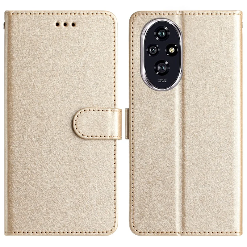 For Honor 200 Pro 5G Phone Case Card Holder Wallet Silk Texture Leather Phone Cover - Gold