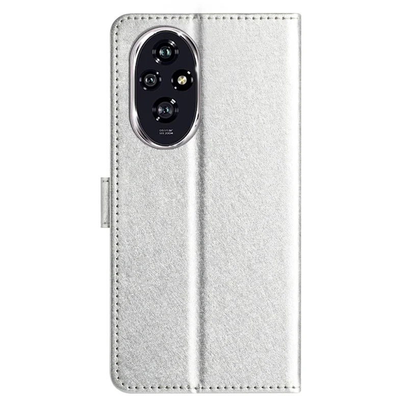 Per For Honor 200 5G Phone Case Full Protection Leather Silk Texture Wallet Cover - Argento
