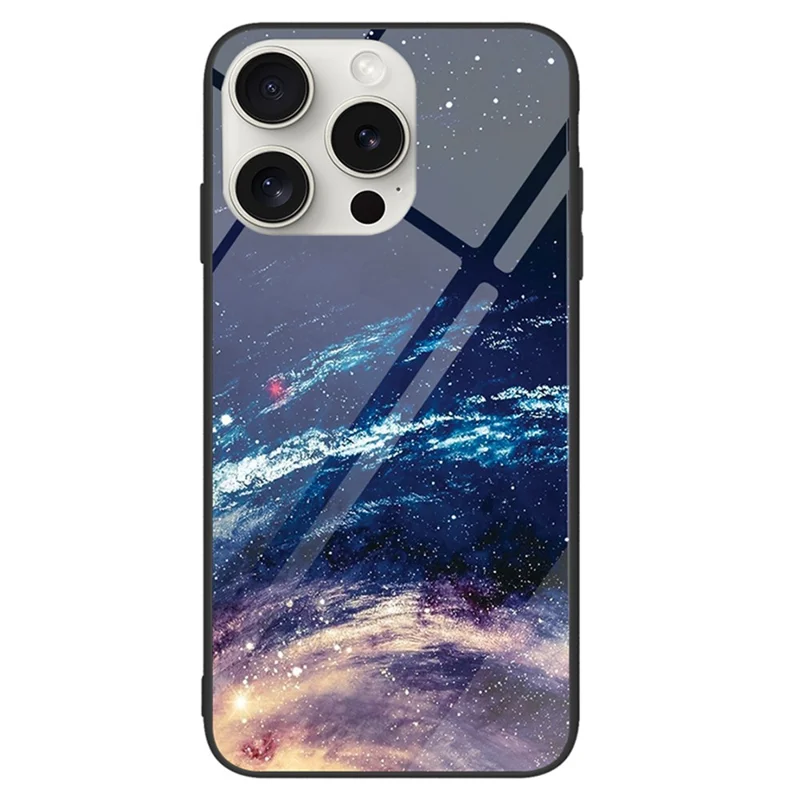 For iPhone 16 Pro Case Pattern Print Tempered Glass+PC+TPU Anti-Drop Phone Cover - The Milky Way
