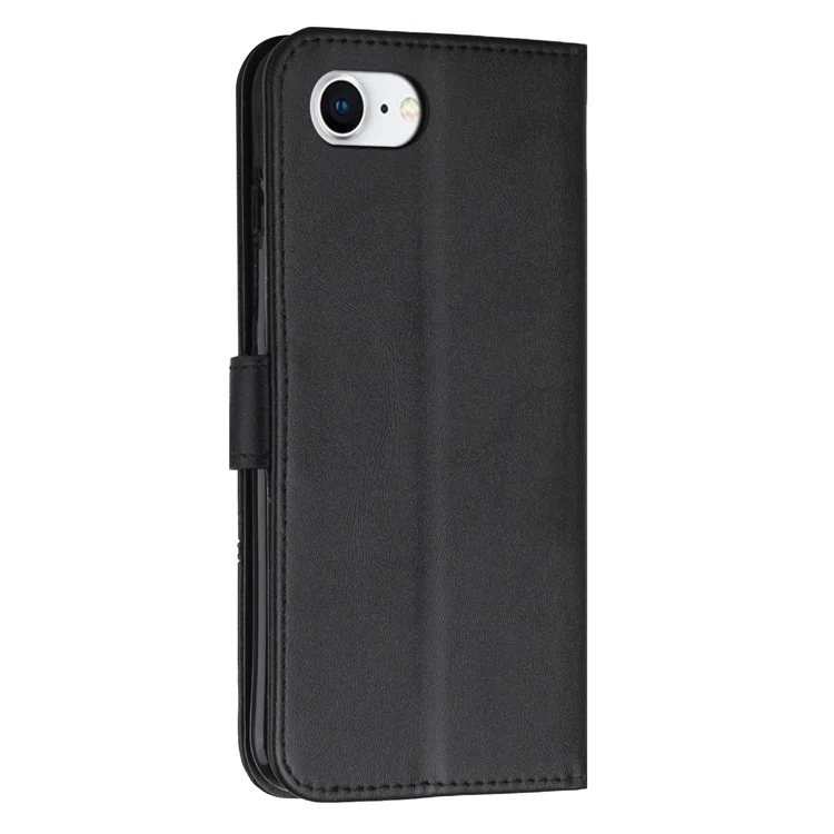 Para iPhone SE (2024) Case PU Leather Wallet Flip Phone Cover Calf Texture - Black