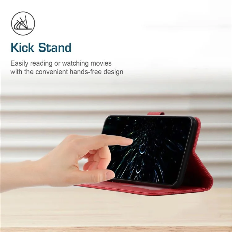 For iPhone 16e Case PU Leather Wallet Flip Phone Cover Calf Texture - Red
