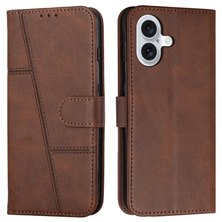 Custodia a Portafoglio per iPhone 16 Plus, Custodia Protettiva in Pelle PU a Libro Flip - Marrone