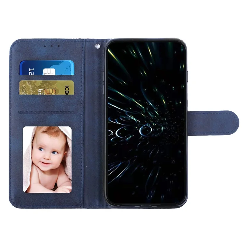 For iPhone 16 Plus Wallet Case Flip Book PU Leather Protective Phone Cover - Sapphire