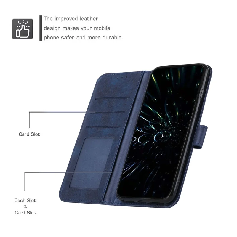 For iPhone 16 Plus Wallet Case Flip Book PU Leather Protective Phone Cover - Sapphire