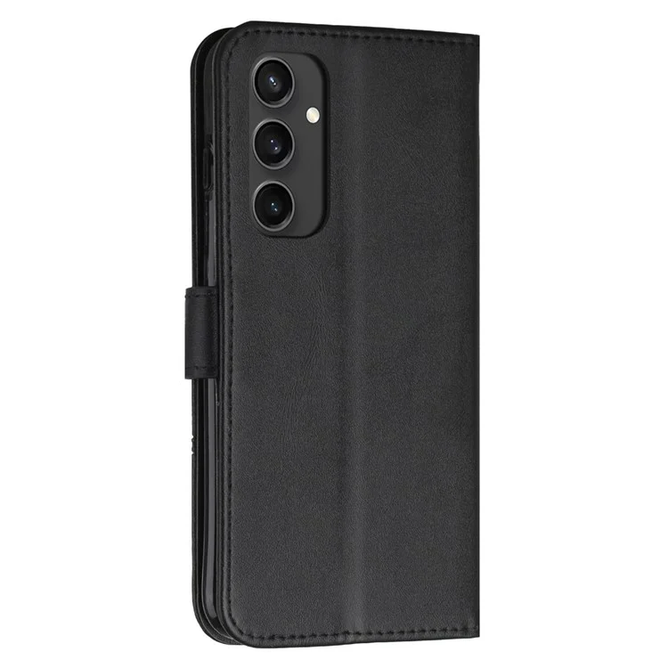 For Samsung Galaxy S24 FE Case Leather Phone Cover Stand Card Holder Slots Wrist Strap - Black