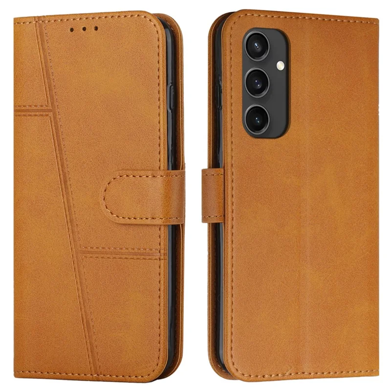 For Samsung Galaxy S24 FE Case Leather Phone Cover Stand Card Holder Slots Wrist Strap - Yellow