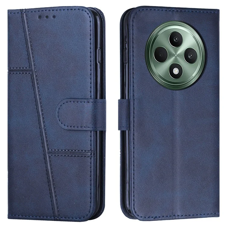 For Oppo Reno12 F 5G Case Book Folding Flip Leather Phone Cover Imprinted Line - Sapphire