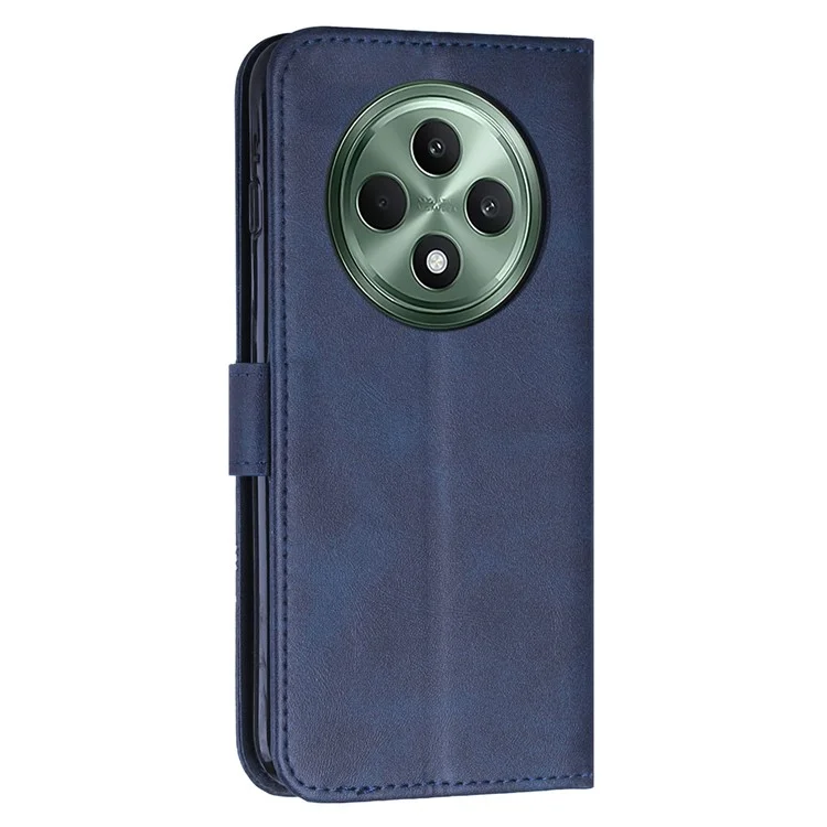 For Oppo Reno12 F 5G Case Book Folding Flip Leather Phone Cover Imprinted Line - Sapphire