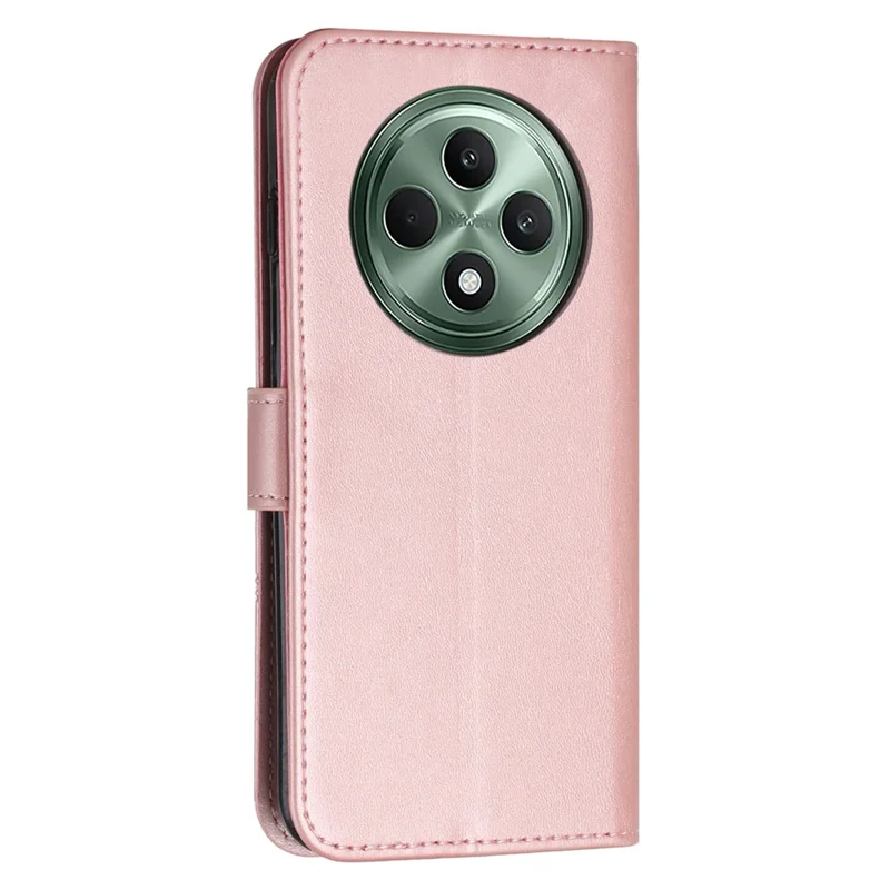 For Oppo Reno12 F 5G Case Book Folding Flip Leather Phone Cover Imprinted Line - Rose Gold