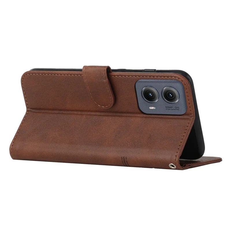 For Motorola Moto G85 5G Case Stand Shockproof TPU Interior Shell Leather Phone Cover - Brown