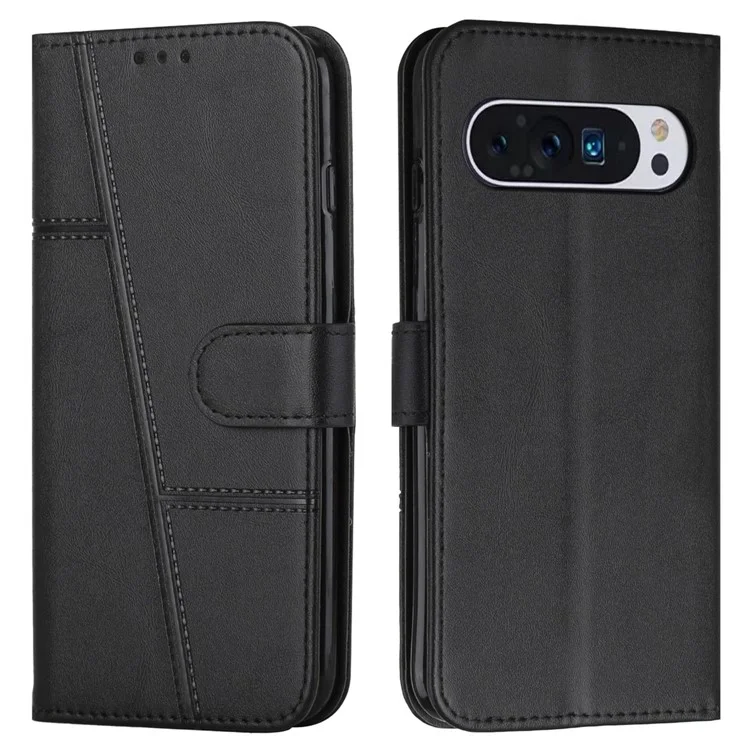 Для чехла Google Pixel 9 Pro XL Full Protection Card Slots Stand Leather Phone Cover - Черный