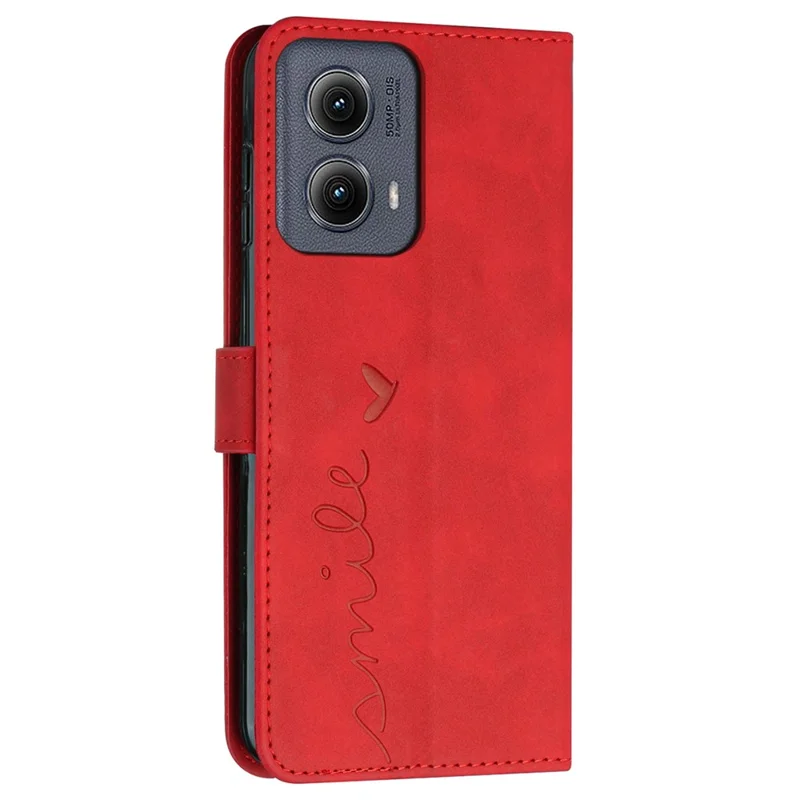 For Motorola Moto G85 5G Case PU Leather Skin Touch Feeling Phone Cover - Red