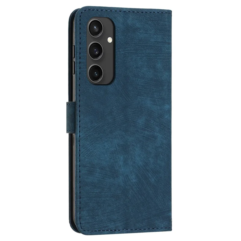 For Samsung Galaxy S24 FE Case Lines Pattern Full Protection Leather Flip Phone Cover - Sapphire