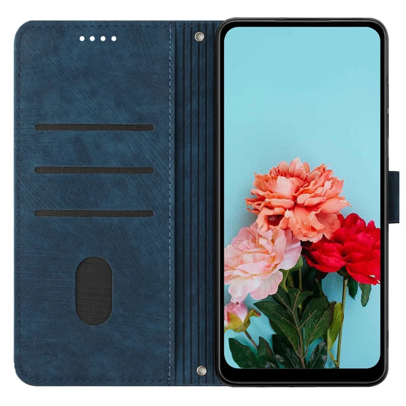 For Oppo Reno12 F 5G Case Shockproof Wallet PU Leather Flip Lines Phone Cover - Sapphire