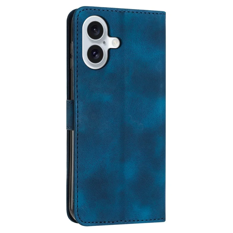 Coque pour iPhone 16 Plus Motif Triangle en cuir artificiel Portefeuille Flip Cover Sac à main - Saphir