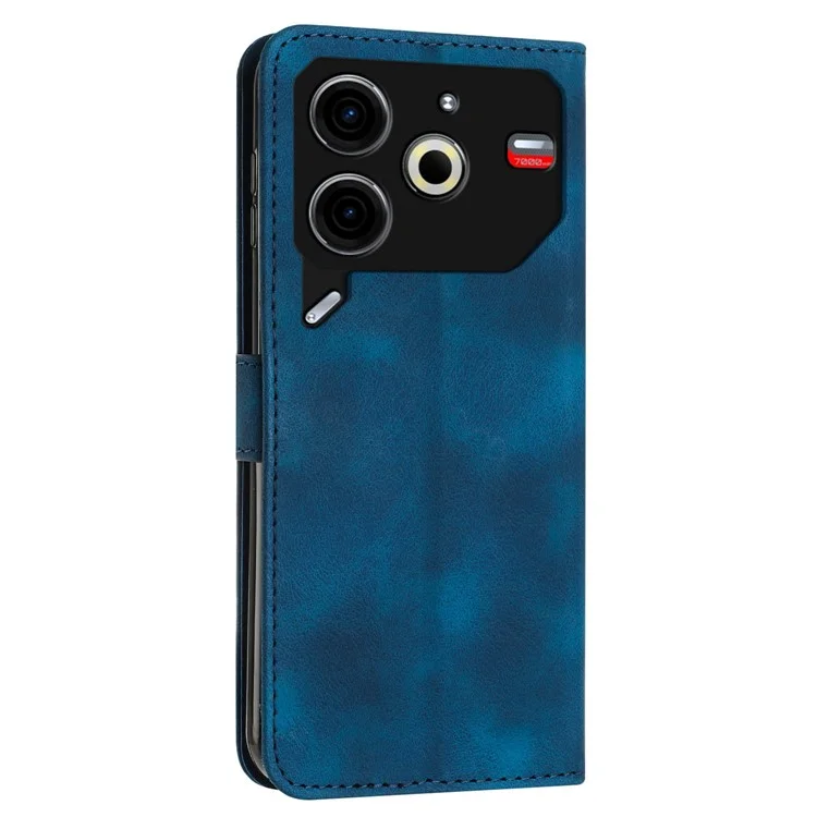 For TECNO Pova 6 Neo Case Card Slots Handbag Imprinted Triangle Leather Phone Cover - Sapphire