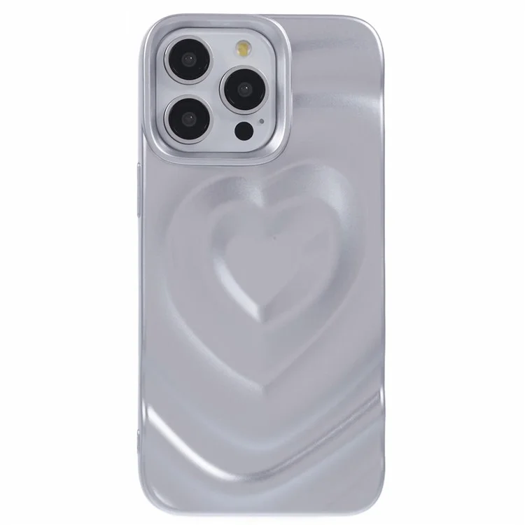 Série WT pour étui iPhone 15 Pro Max Coque de téléphone antichoc TPU Creative Heart Wave Pattern - Argent