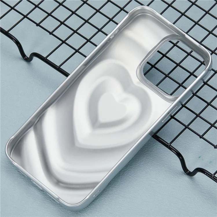 Série WT pour étui iPhone 15 Pro Max Coque de téléphone antichoc TPU Creative Heart Wave Pattern - Argent