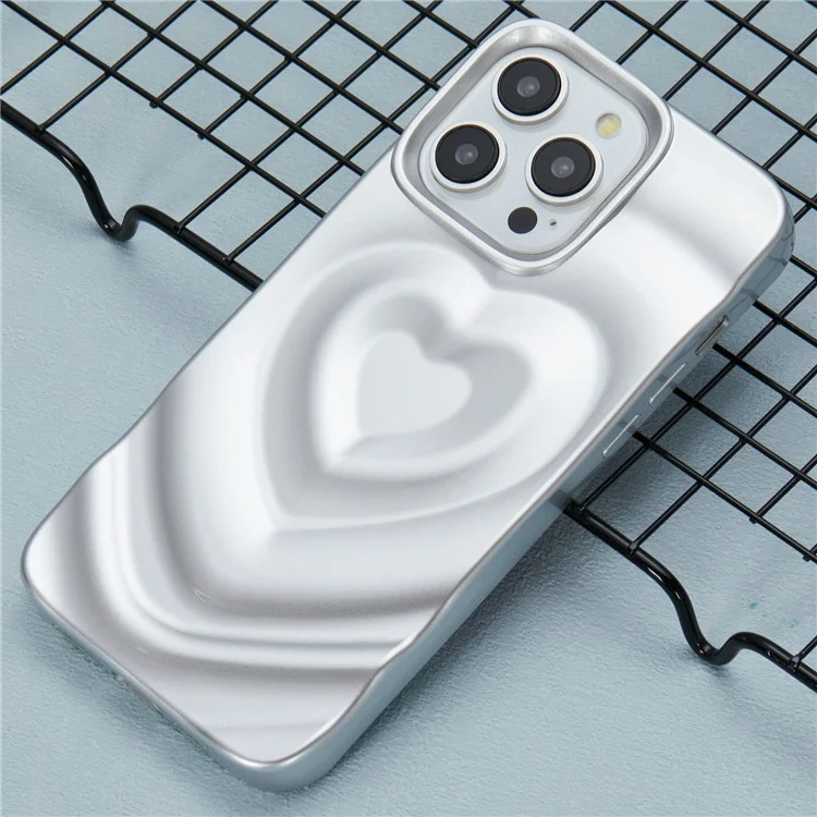 Série WT pour étui iPhone 15 Pro Max Coque de téléphone antichoc TPU Creative Heart Wave Pattern - Argent