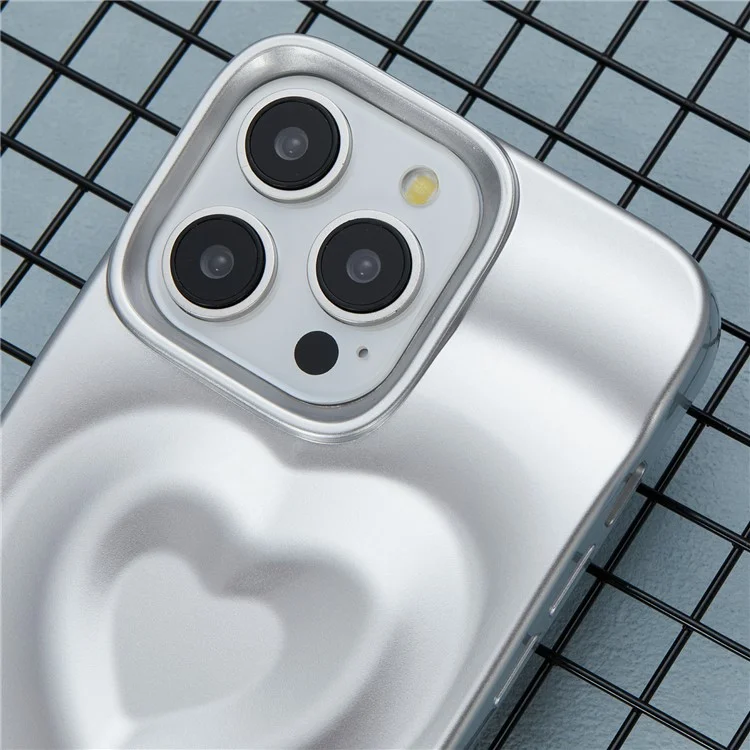 Série WT pour étui iPhone 15 Pro Max Coque de téléphone antichoc TPU Creative Heart Wave Pattern - Argent